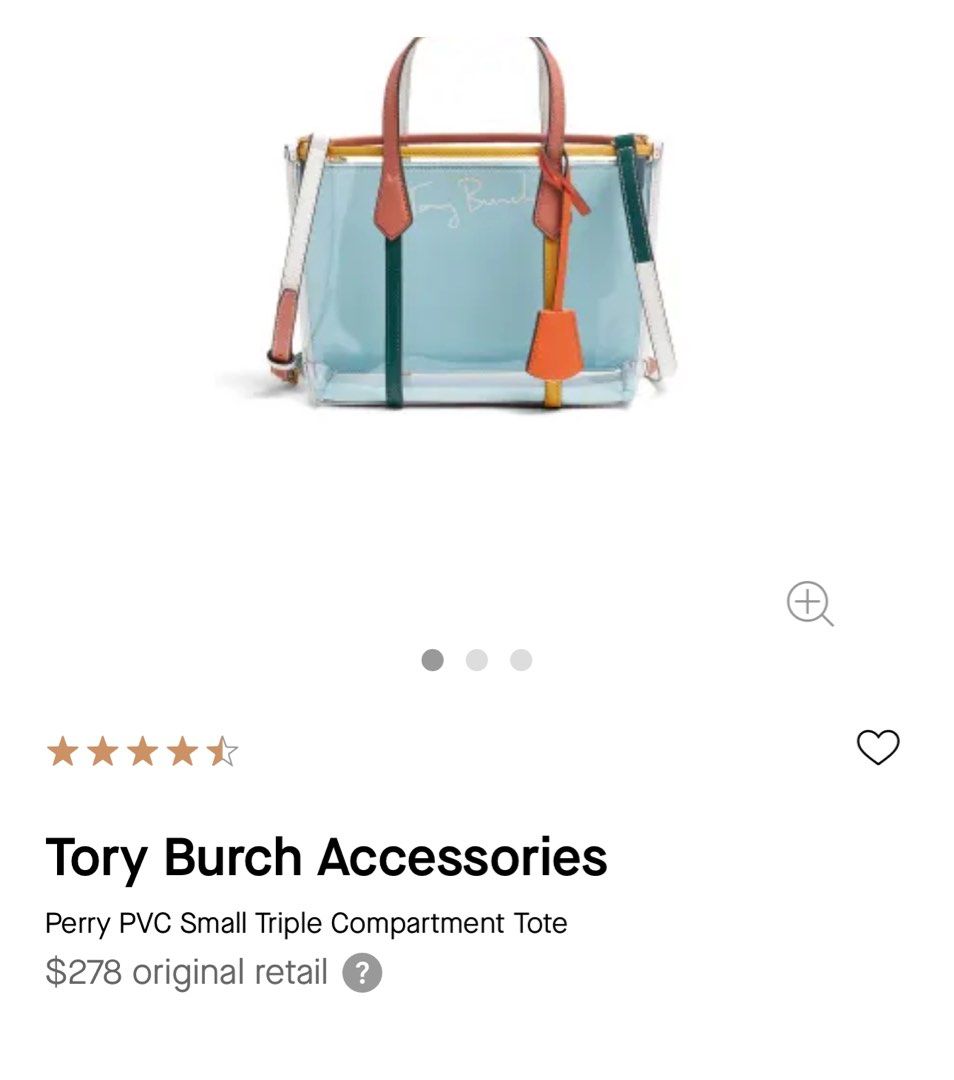Tory burch perry pvc small triple compartment tote