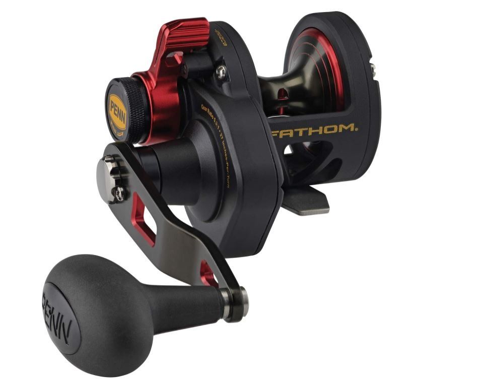 TP-PENN Fishing Fathom Lever Drag Conventional Fishing Reel, Black