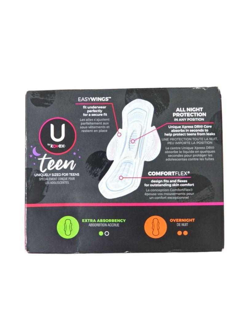 U by Kotex Balance Sized for Teens, Ultra Thin Pads with Wings