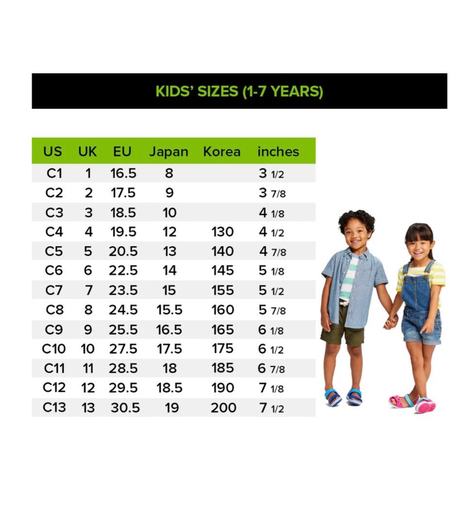Crocs c7 size hot sale chart