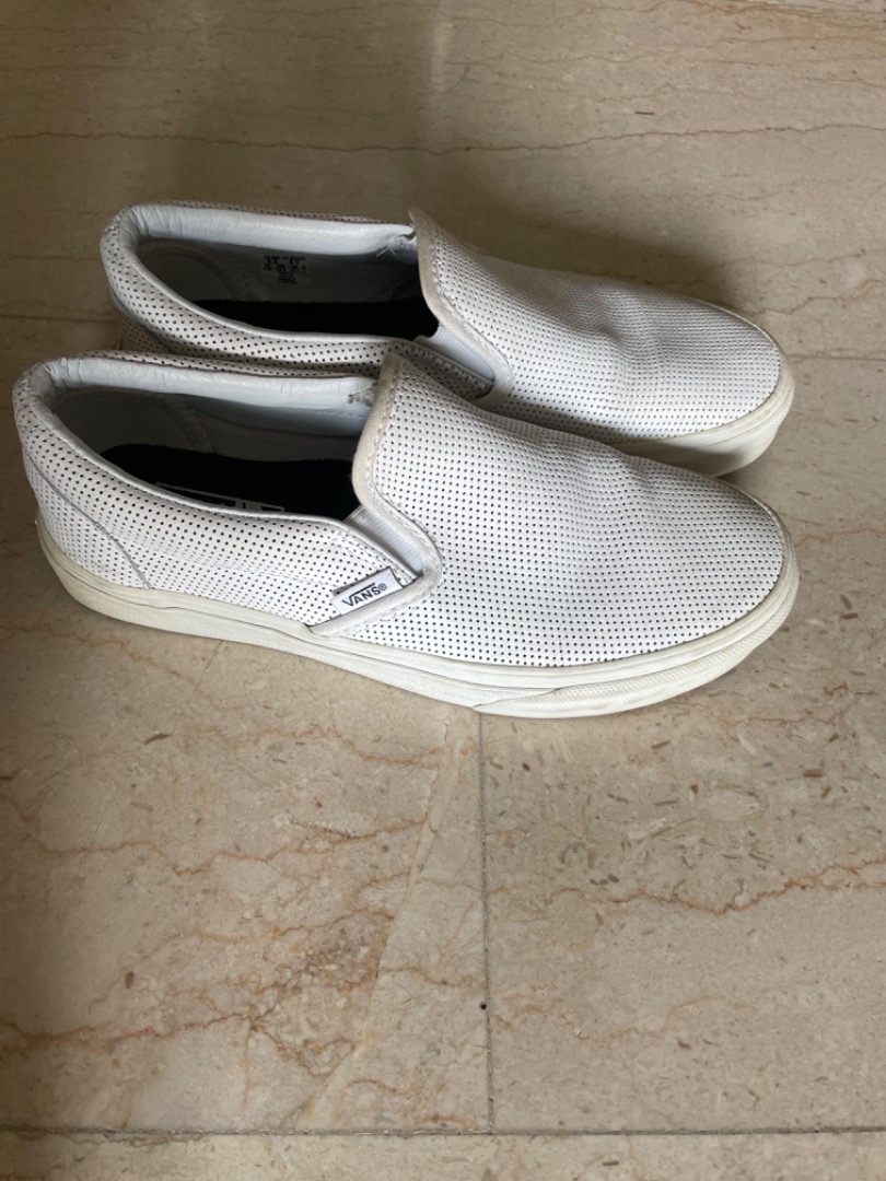 Ladies white leather vans cheap