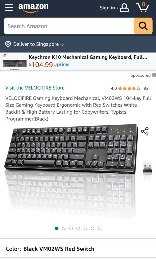 Velocifire Wireless Mechanical Keyboard, Computers & Tech, Parts