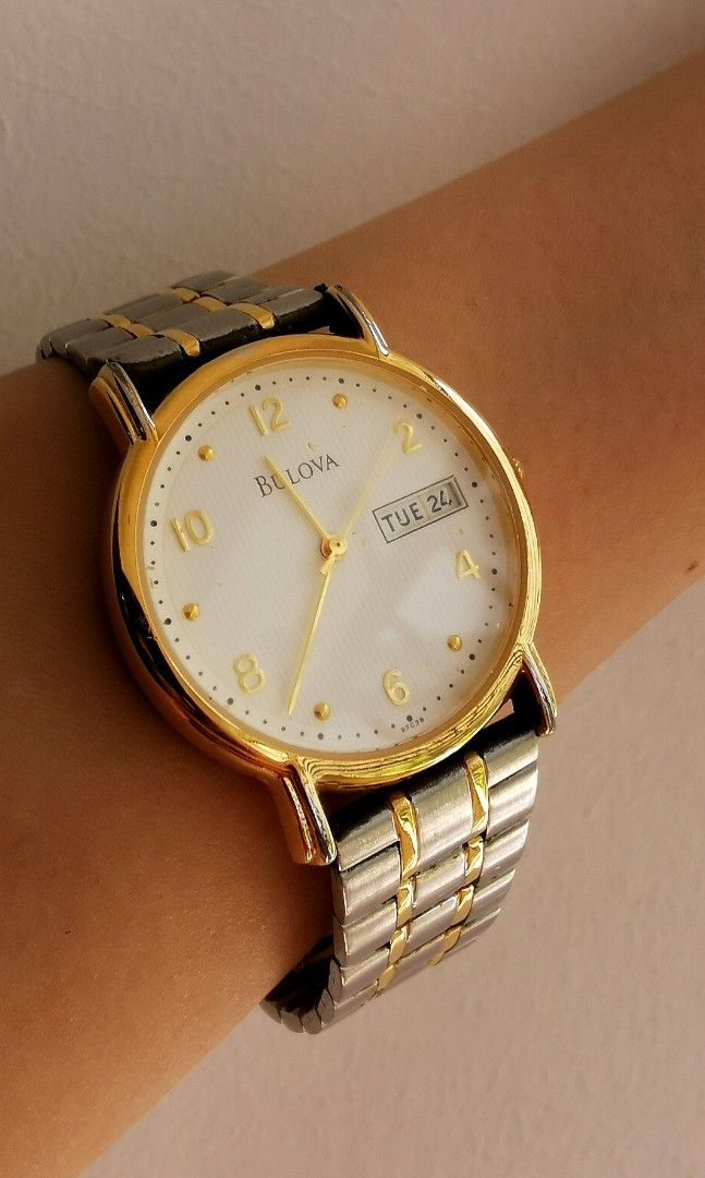 Vintage Bulova Men Gold Dial 2 Tone watch Men s Fashion Watches