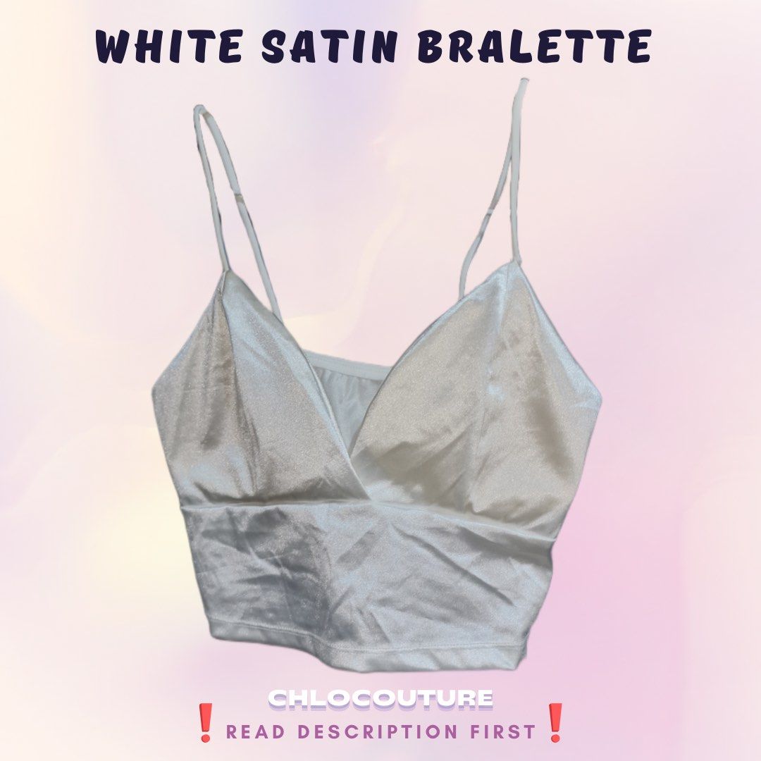White Satin Bralette, Women's Fashion, Undergarments & Loungewear on  Carousell