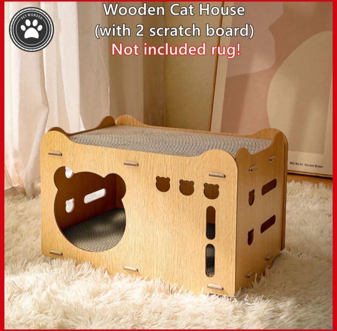 WOODEN CAT HOUSE (Category: Homes & Other Pet Accessories) located in Makati City. Submitted by itsmekellybels (Listing ID 1261881536, Image 1). Description: For sale! AVAILABLE ONHAND!!! BRAND NEW Wooden Scratch House for CATS with 2 scratch boards Selling price: 850 📍Shaw Blvd Mandaluyong *DELIVERY FEE will be shouldered by the BUYER* Same day delivery within Metro Manila via Grab, Lalamove etc. Payment options: BDO GCash Maya SeaBank Komo Act