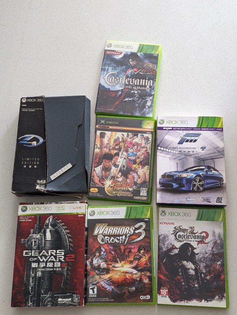 Xbox 360 Games Castlevania 1 and 2 lord of shadows halo 4 limited edition  Forza 4 collecting edition gears of war 2 limited edition warriors orochi 3  lord of shadow street fighter