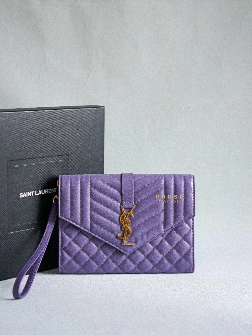 Saint Laurent Small Envelope Crossbody Bag - Purple