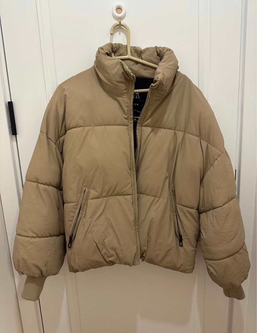 Zara beige oversized puffer jacket shop