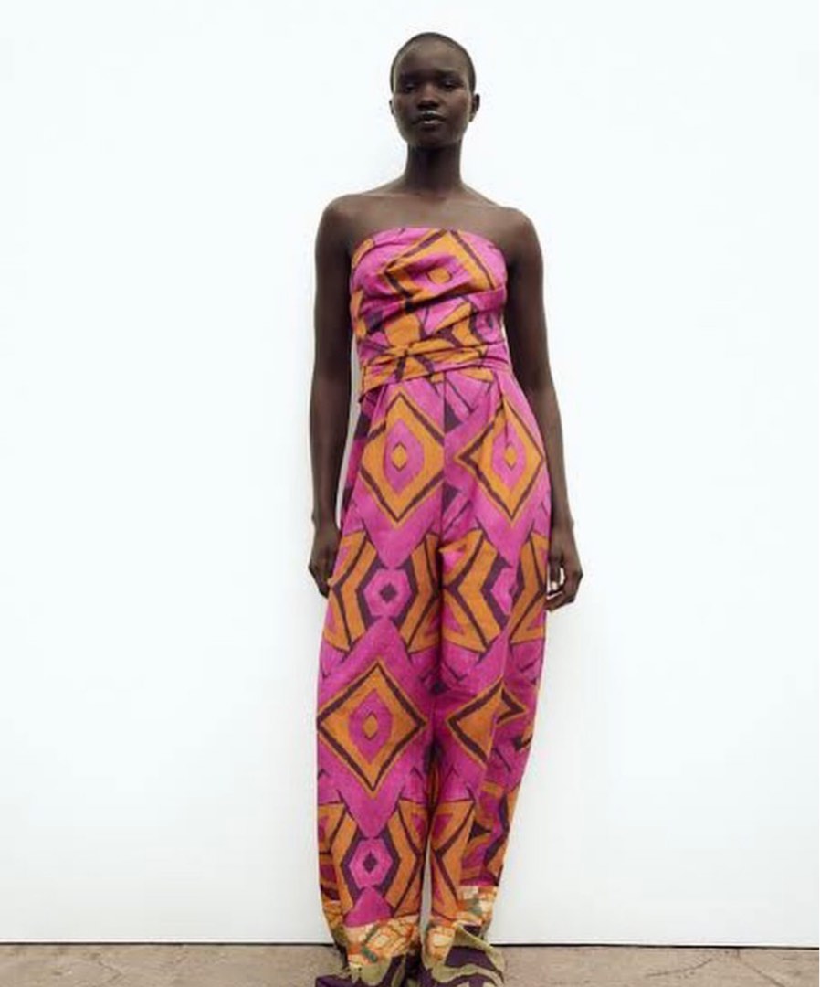 Zara printed jumpsuit best sale dress