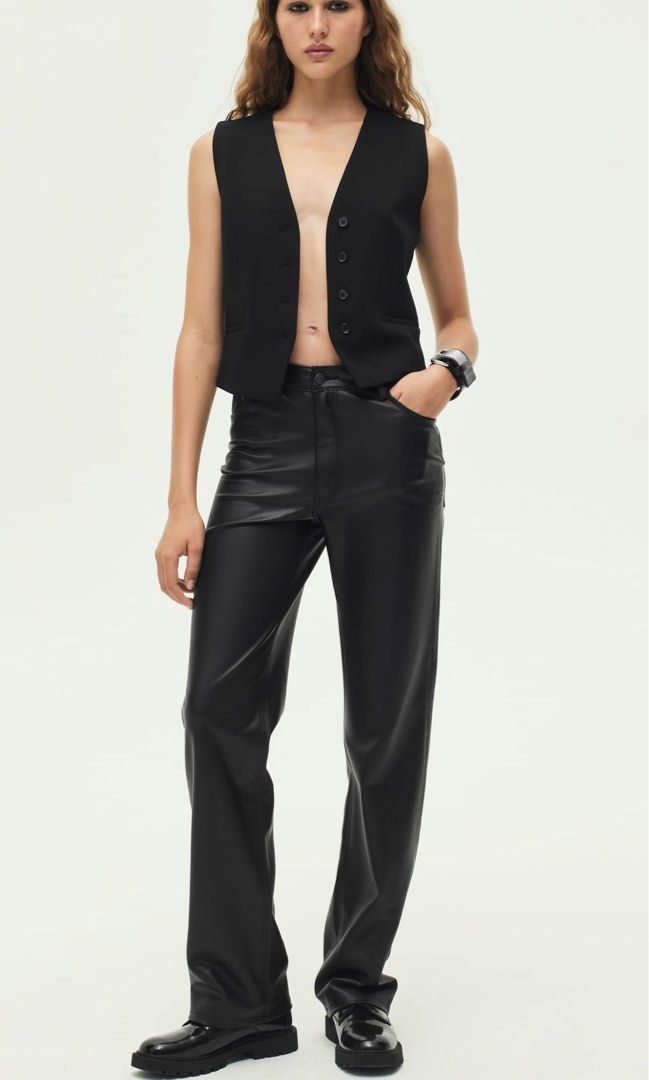 ZARA Straight Leather Pants for Women | Mercari