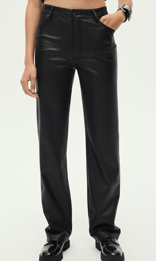 Slim Fit Regular Faux Leather Women's Trousers -W2IT59Z8-CVL - W2IT59Z8-CVL  - LC Waikiki