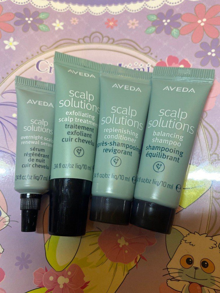 4支Aveda scalp solutions hair serum exfoliating shampoo and