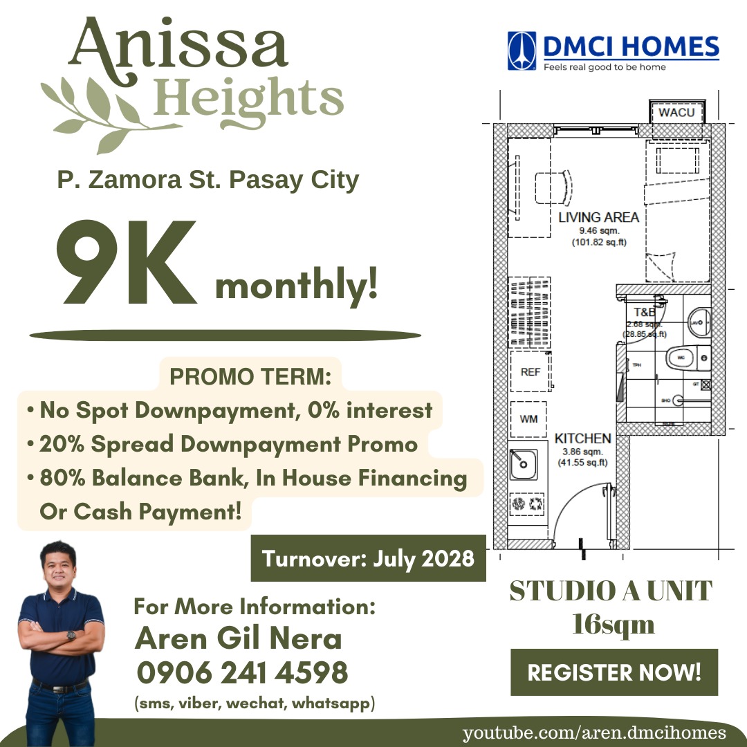 9K Monthly Anissa Heights Affordable Studio Condo Unit in Zamora St
