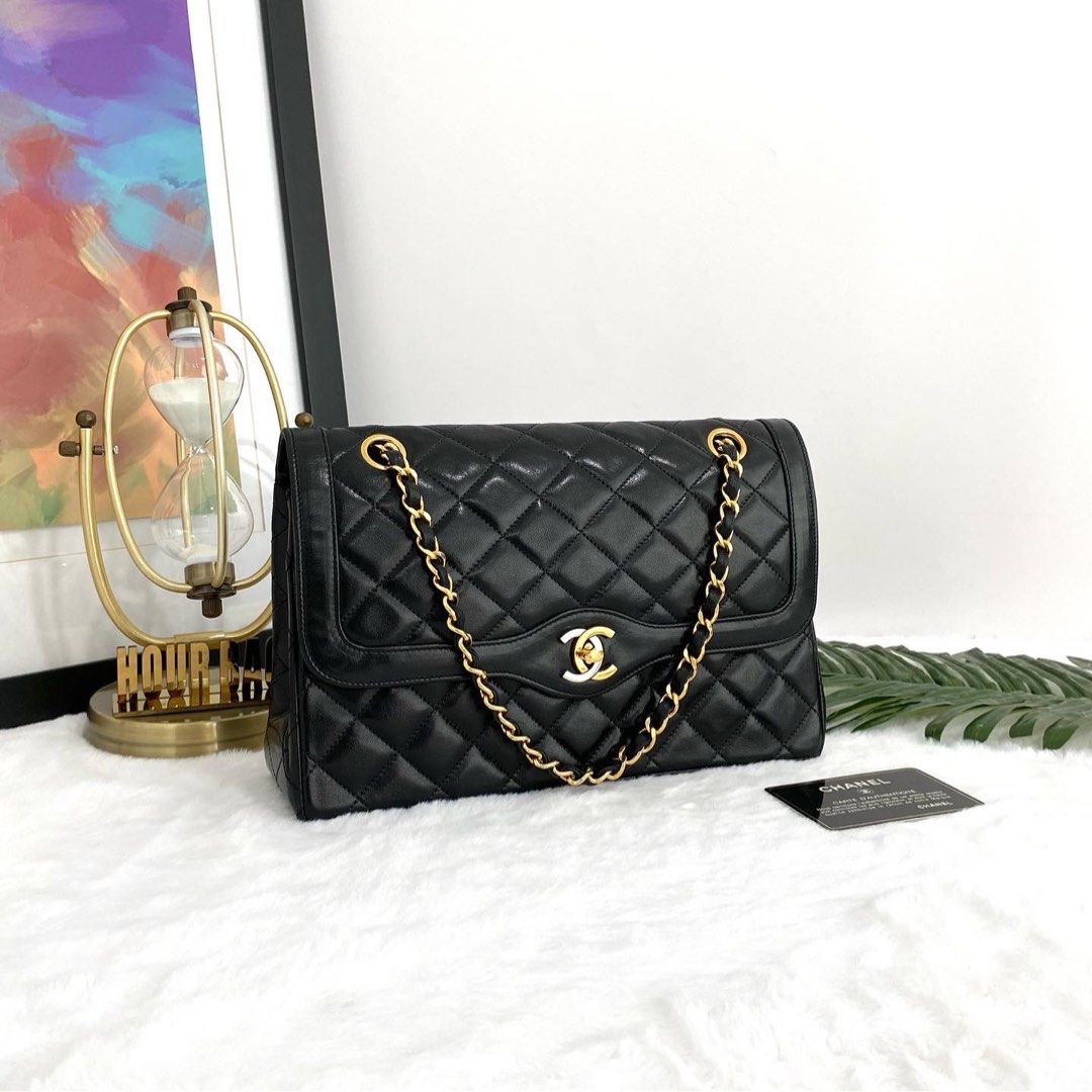 CHANEL FLAP BAG SMALL GREY LAMBSKIN, Luxury, Bags & Wallets on Carousell