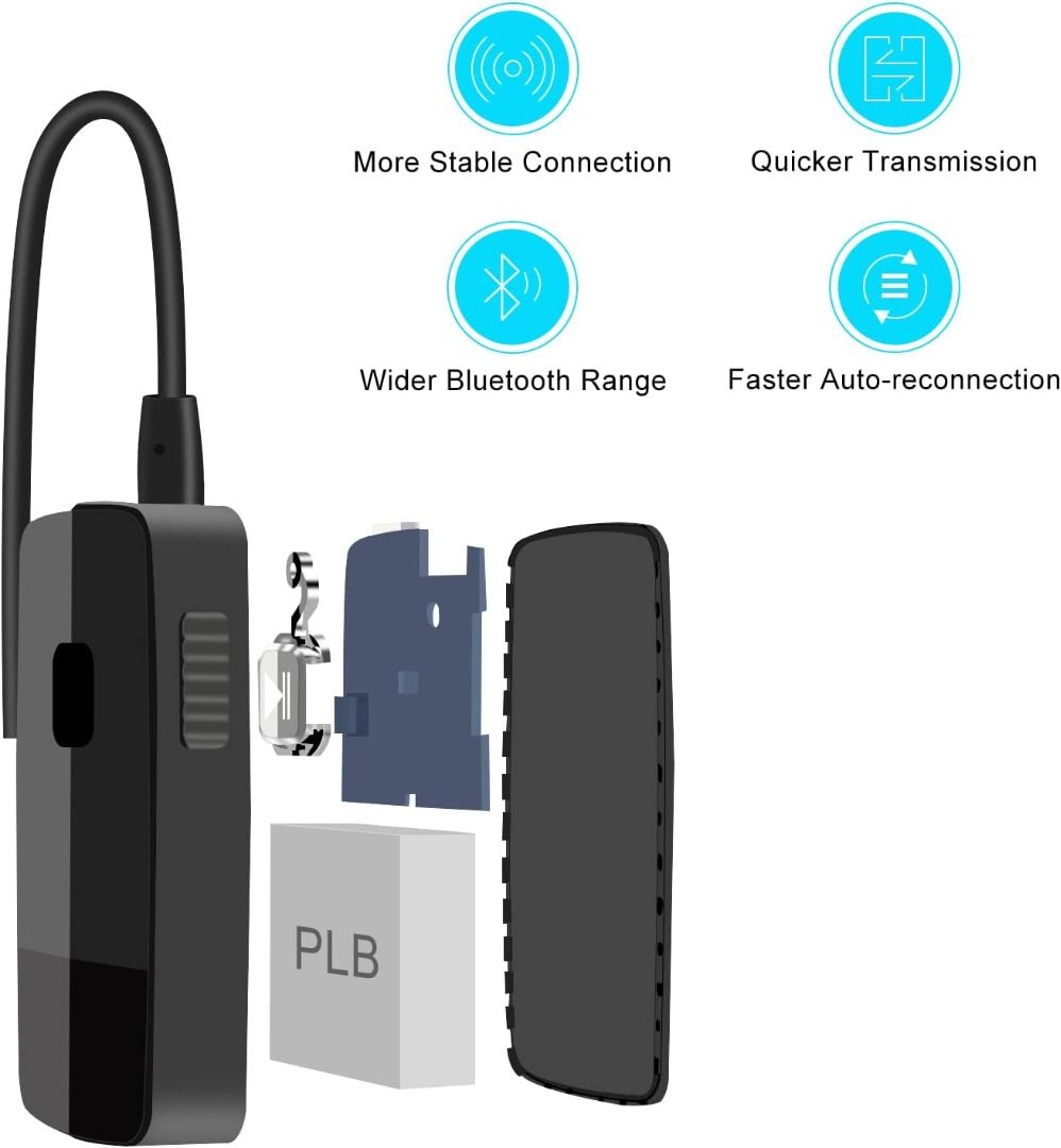 Car Bluetooth AUX Adapter, Mini Bluetooth 5.0 Receiver, Bluetooth Car Adapter  AUX, Hands-free Calls, Dual Connection, 16H Playtime(Black) on OnBuy