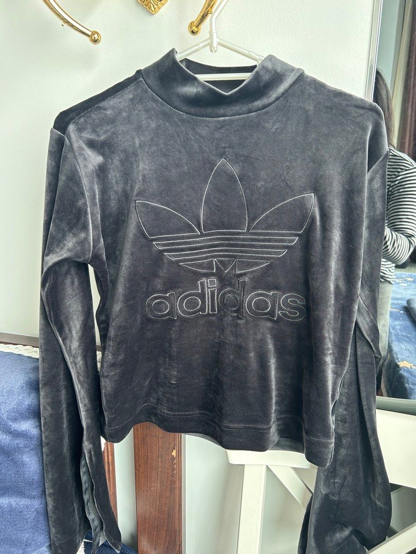 Adidas black velvet top clearance
