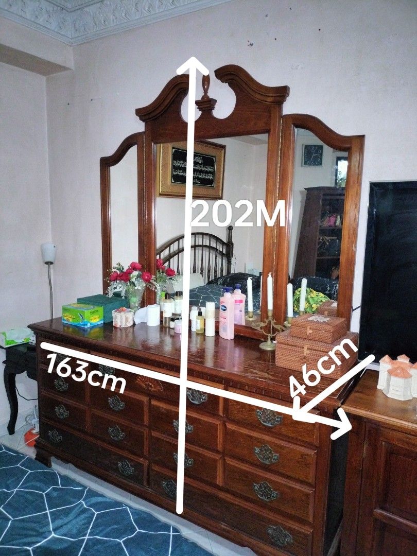 Antique solid teakwood Dressing Table, Furniture & Home Living