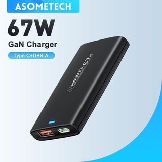 ASOMETECH 67W GaN Charger Ultra-Slim PD3.0 Type C Fast Charging Station Travel PD USB C Wall Charger for Laptop Tablet Mobile Phone
