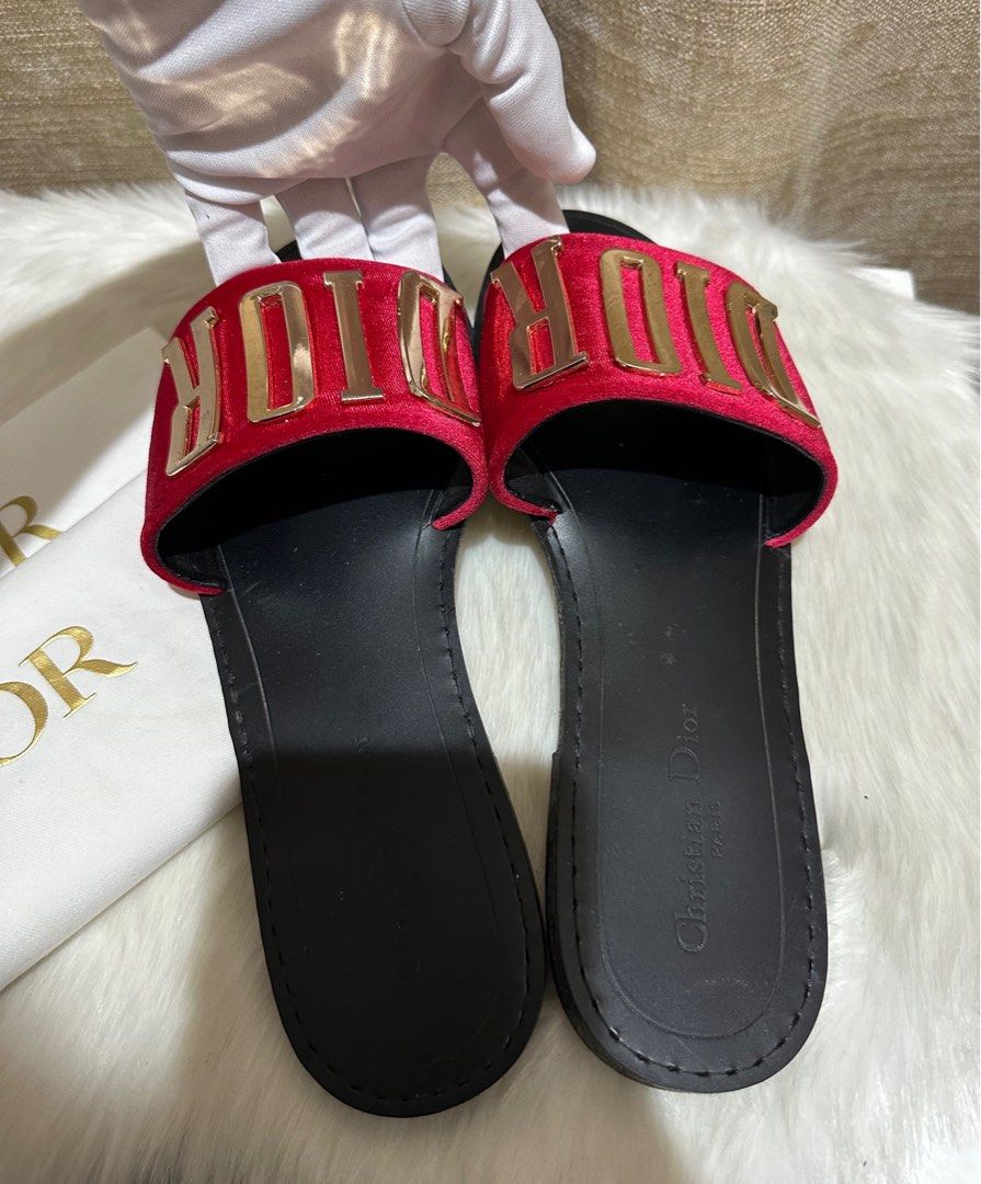 Authentic Christian Dior Logo Slides Flats Slippers size 40