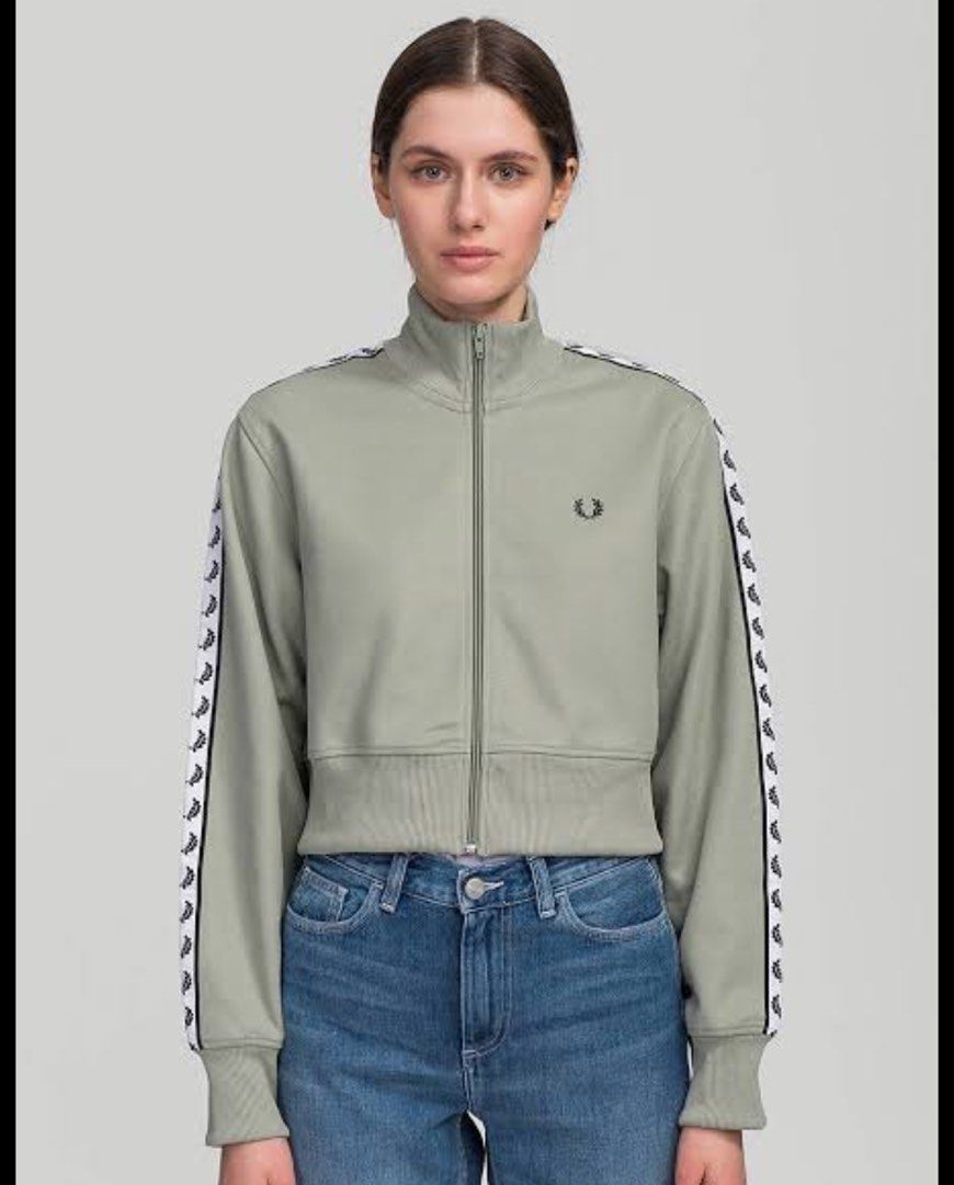 Authentic Fred Perry cropped taped track jacket womens, Women's