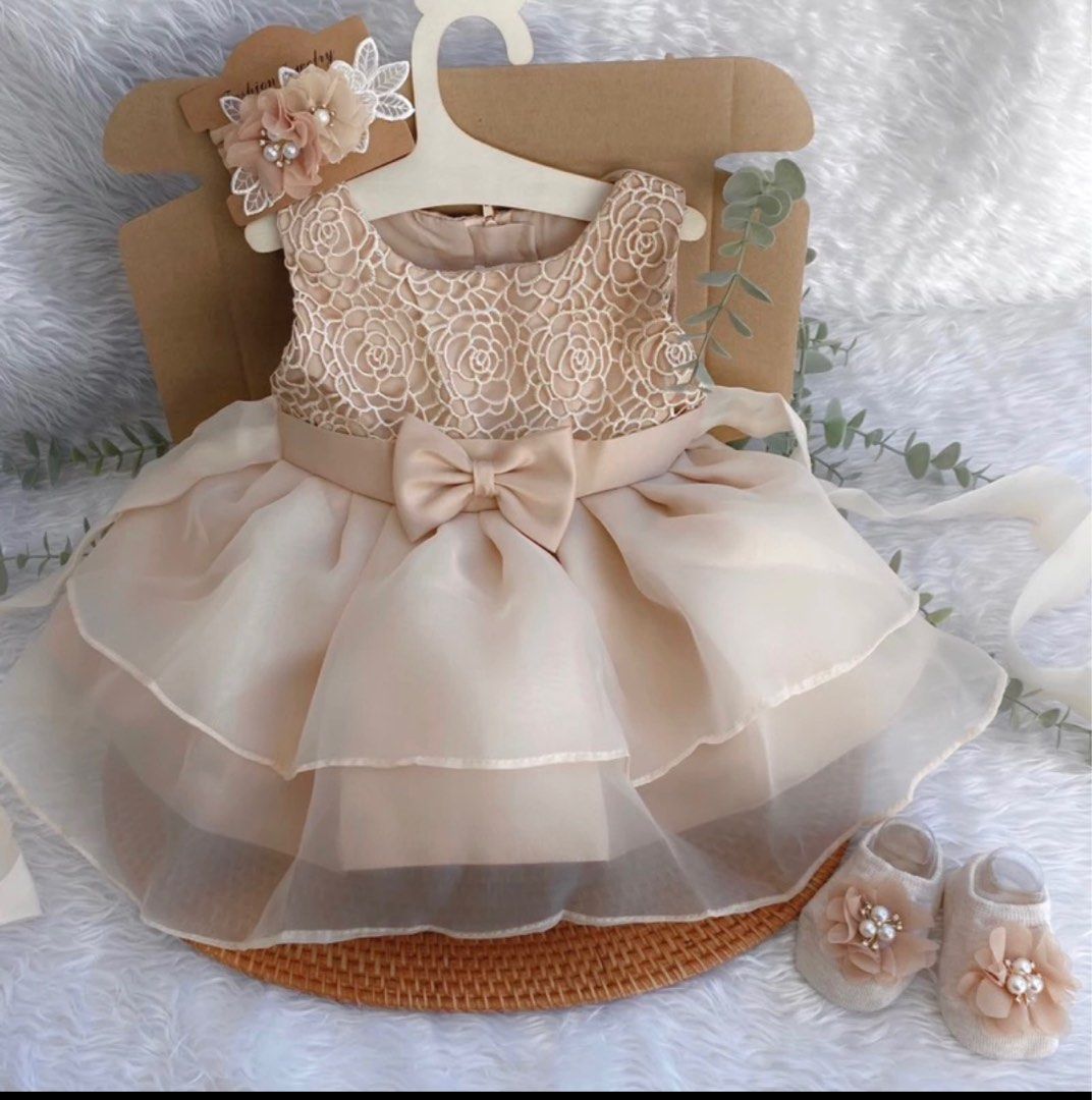 Baby Nude Champagne Dress for Aqiqah Babies Kids Babies Kids