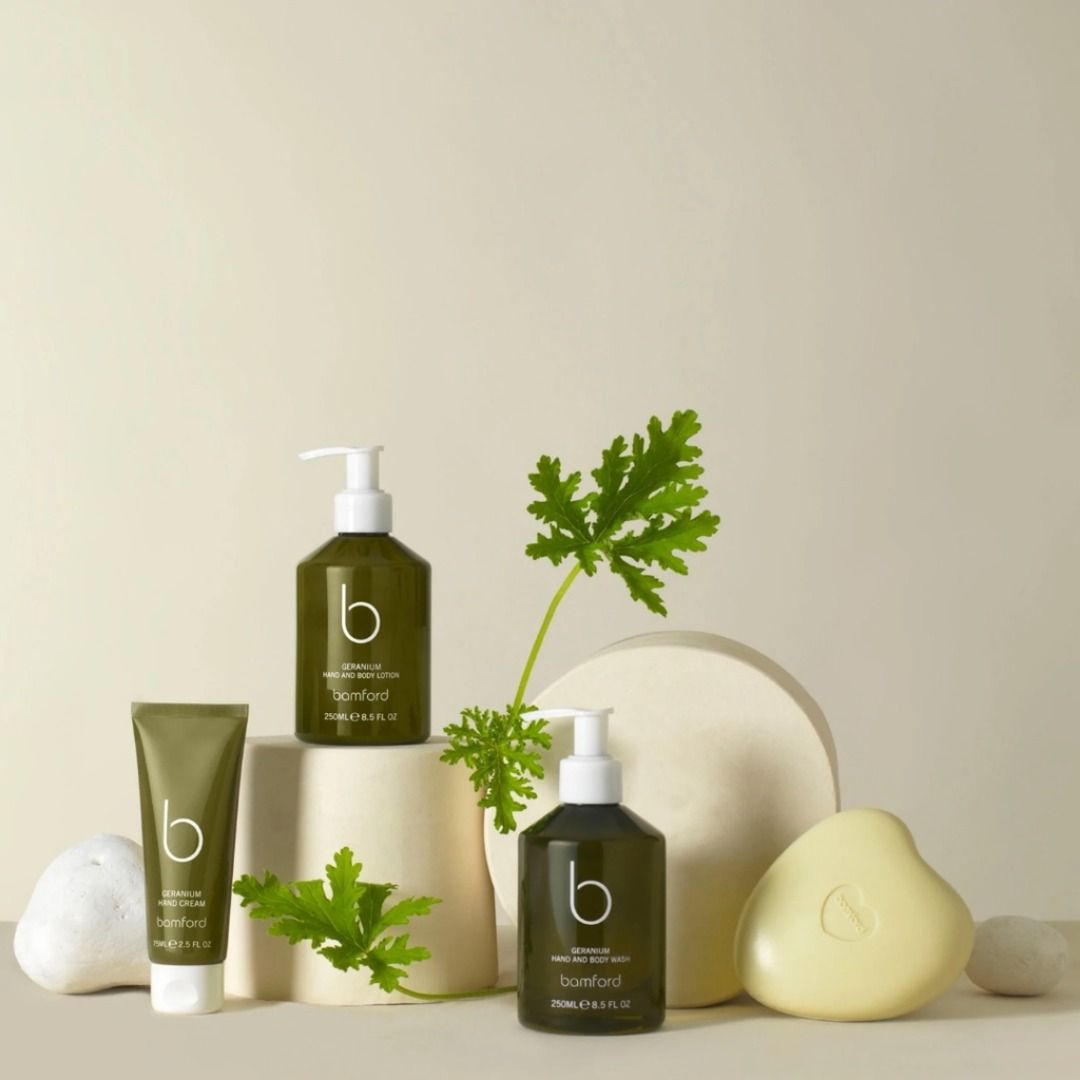 BAMFORD Geranium Hand & Body Wash 50 ml (Category: Bath) located in Quezon City. Submitted by happyfactoryph (Listing ID 1112681606, Image 2). Description: BAMFORD Geranium Hand & Body Wash 50 ml – P190 (from P1000) ⁣ Product Details: Organic aloe vera, rich in collagen-protecting antioxidants, delivers essential oxygen to skin cells, while gentle plant-based cleansers, fragranced with our signature blend of geranium, lavender, peppermint and ton