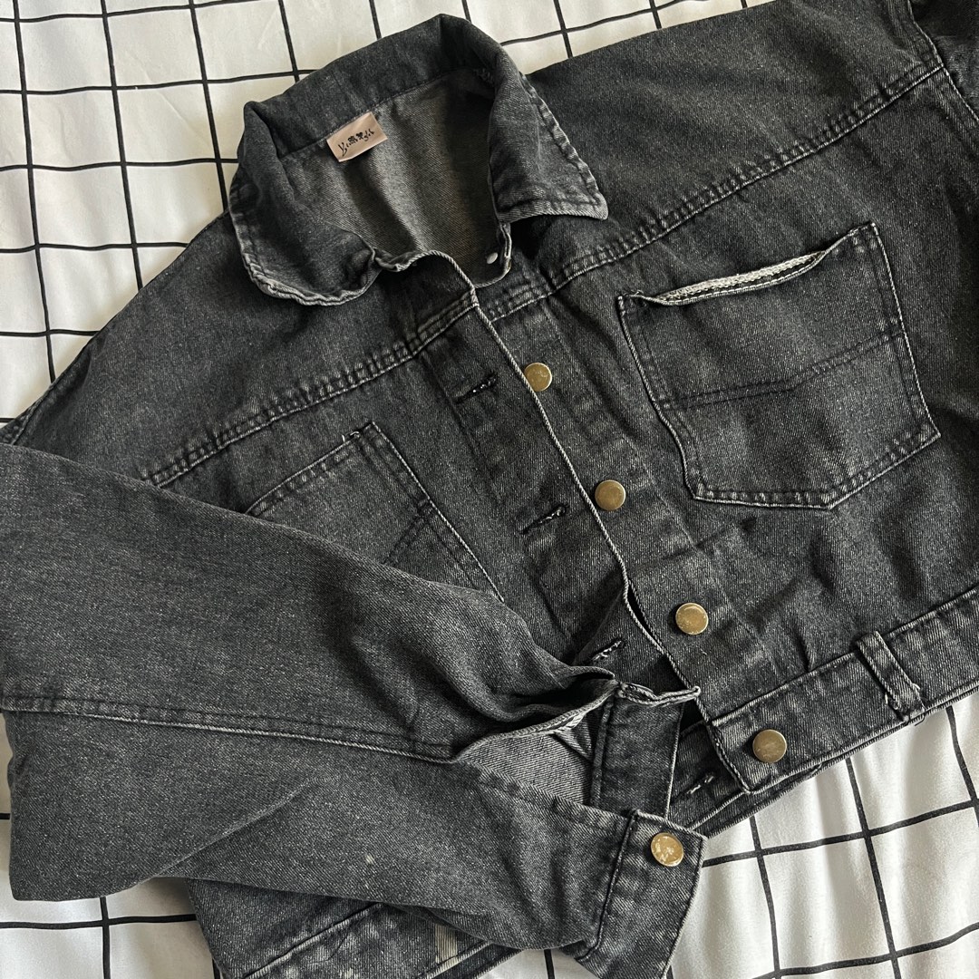 Black Pocketed Oversized Crop Denim Jacket BCBSK-25700-KT001 - Millcreek main image 0