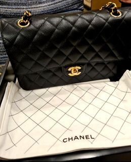 Large classic handbag, Grained calfskin & gold-tone metal, black — Fashion  | CHANEL