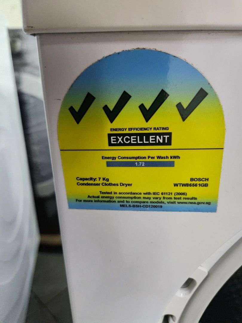 BOSCH Condenser Dryer 7kg WTW86561GB, TV & Home Appliances, Washing