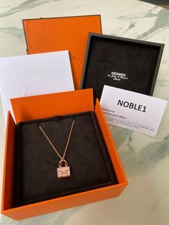 Hermes Amulette Constance pink sapphire 18K rose gold necklace pendant  brand new