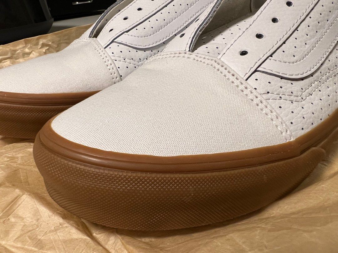 White leather vans gum sole new arrivals