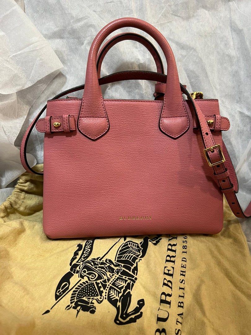 Authentic Burberry Banner Leather Handbag pink Luxury Bags