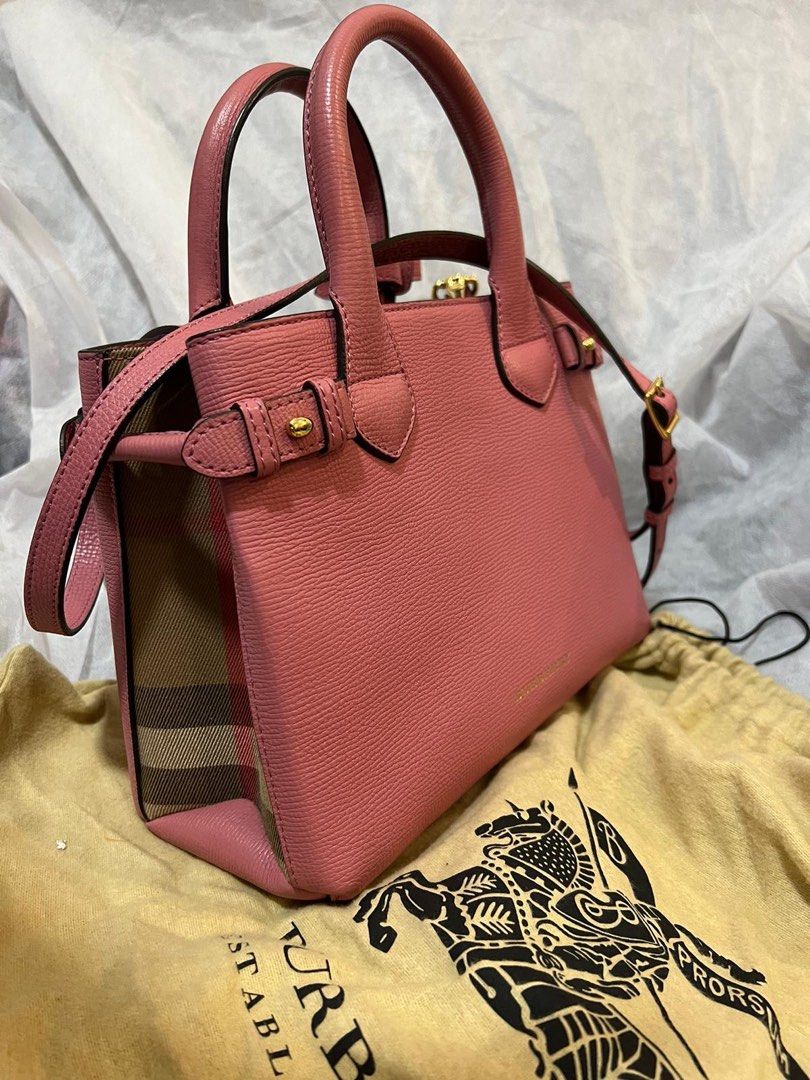 Authentic Burberry Banner Leather Handbag pink Luxury Bags