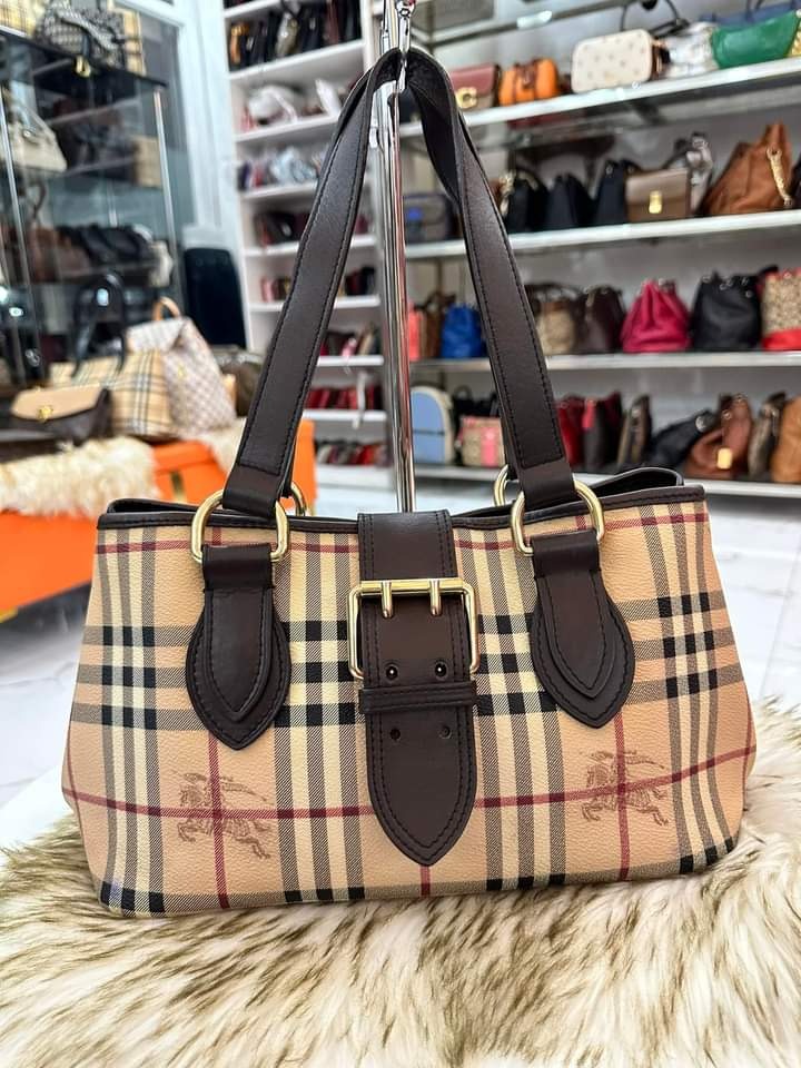 BURBERRY Haymarket Check Coated Canvas Eden Shoulder Bag