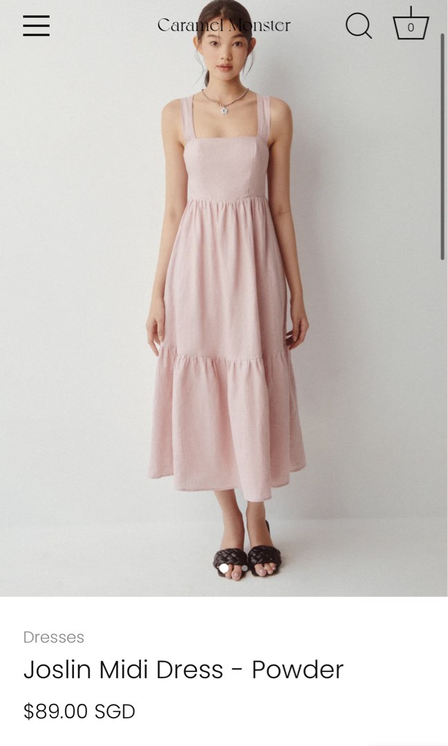 Caramel Monster Joslin Midi Dress Powder, Women's Fashion, Dresses & Sets, Dresses on Carousell