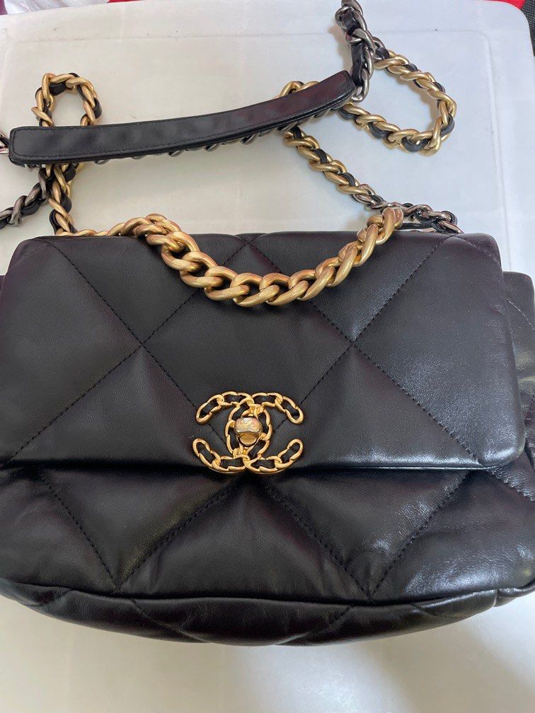 Chanel 19 - small black flap GHW, Luxury, Bags & Wallets on Carousell