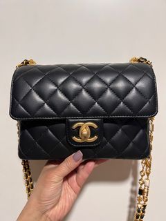 tas shoulder-bag Chanel Matelasse Black CC MIni Flap Bag #11 Shoulder Bag