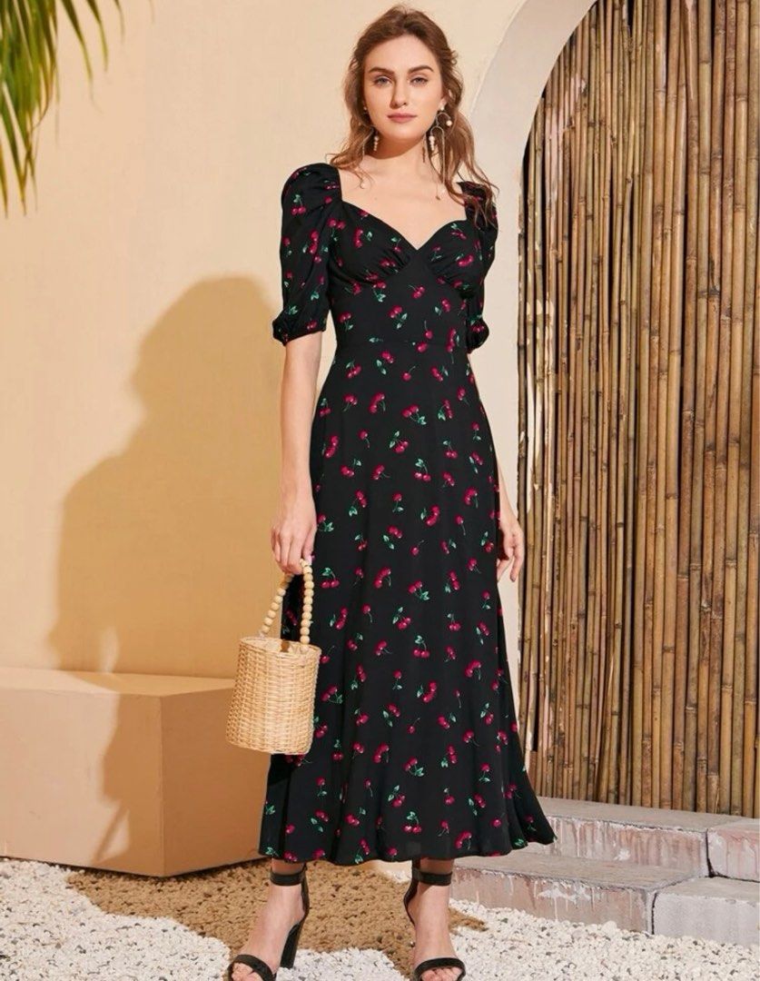 Cherry print maxi new arrivals dress