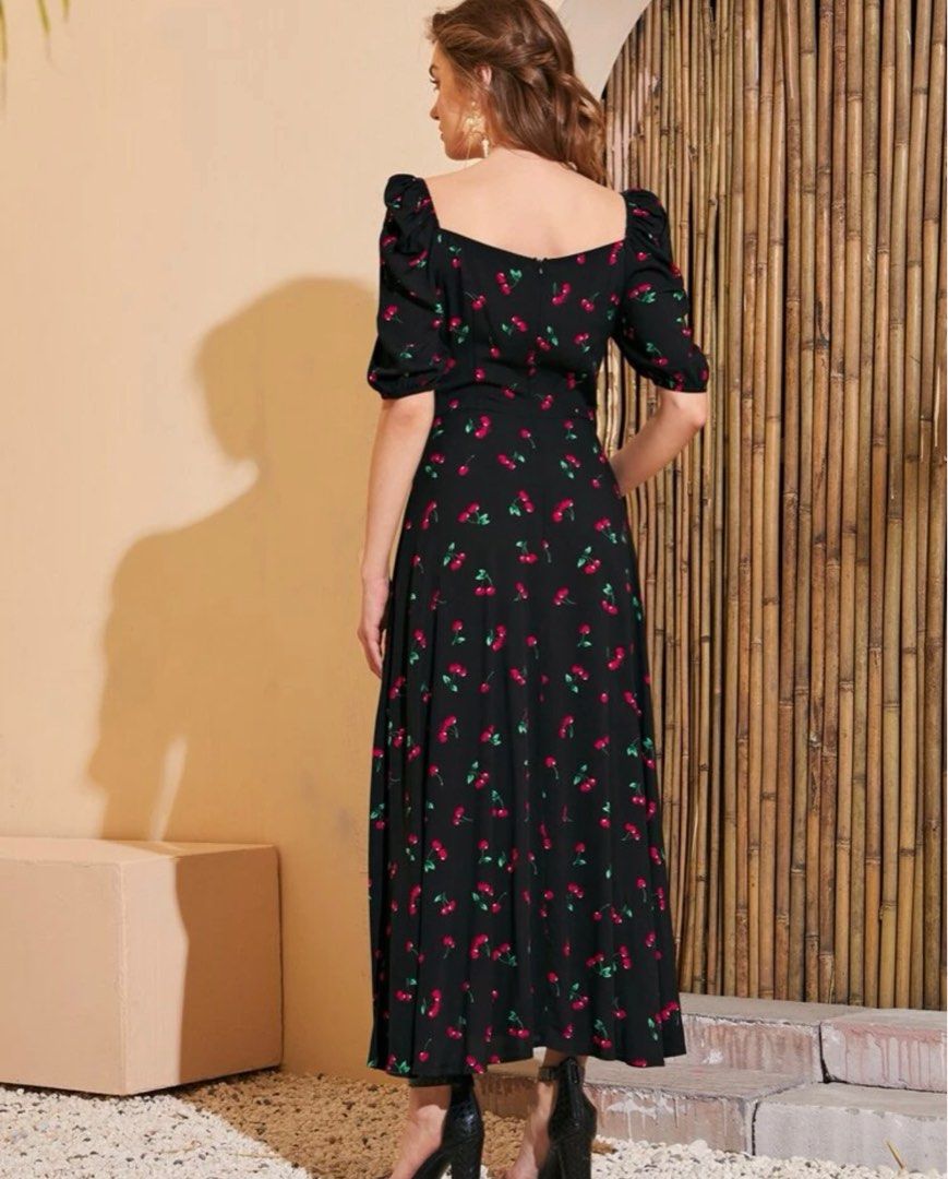 Cherry print maxi new arrivals dress