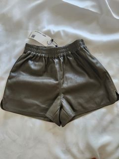 dark Olive leather shorts