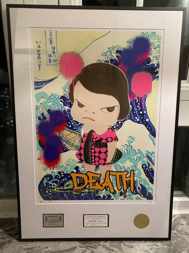 Death NYC Nara 奈良美智神奈川沖浪裏掛畫, 興趣及遊戲, 手作＆自家 