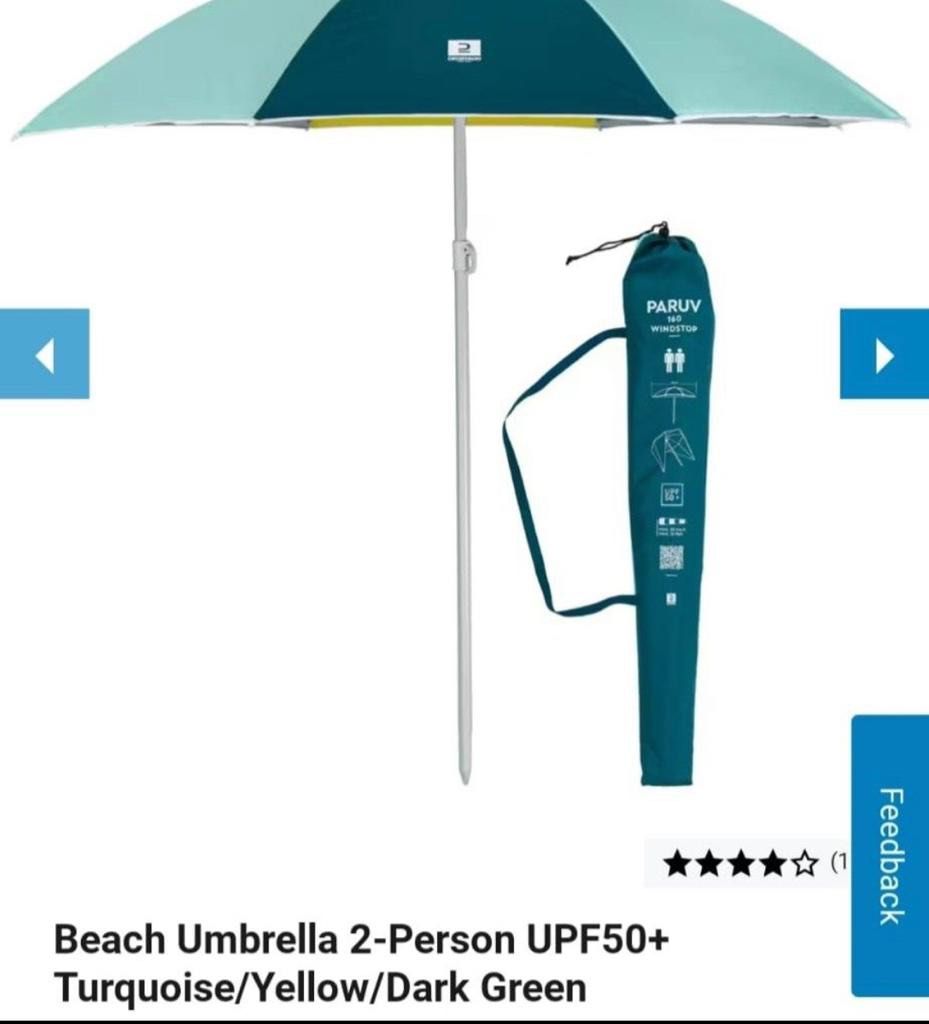 Decathlon Beach Umbrella, Hobbies & Toys, Travel, Umbrellas on Carousell