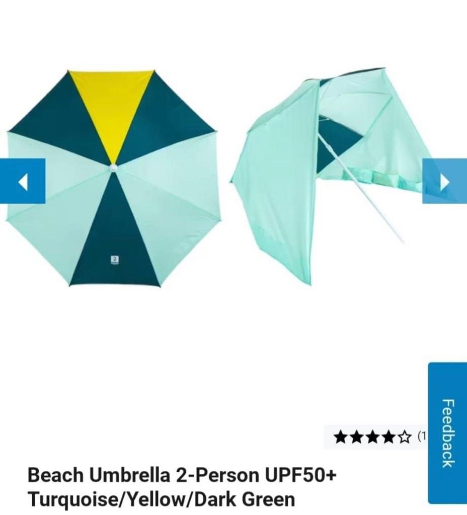 Decathlon Beach Umbrella, Hobbies & Toys, Travel, Umbrellas on Carousell