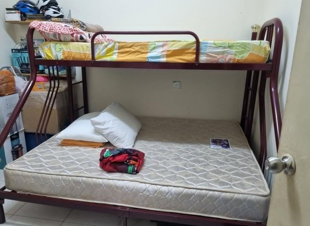 DOUBLE DECKER THICK BASE QUEEN + SINGLE DOUBLE DECKER BUNK WOODEN