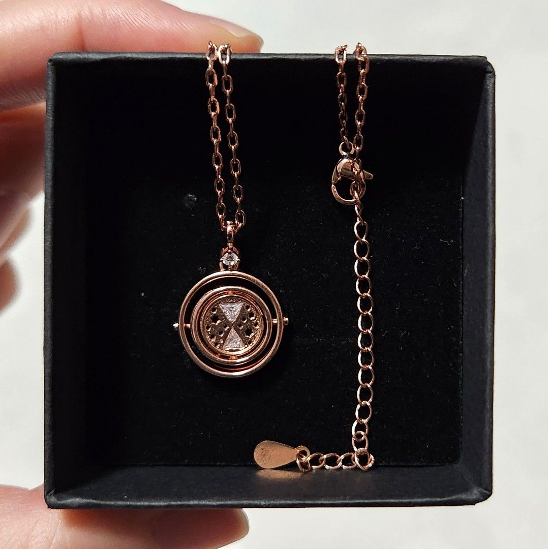Etsy WizardryEssentials 14k Rose gold Plated Time Turner Necklace