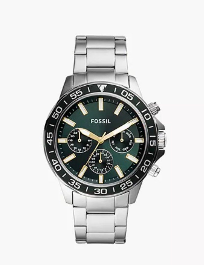 Fossil watch for men green face (Category: Men's Watches) located in Quezon City. Submitted by jainesa (Listing ID 1262077553, Image 1). Description: Case Size: 45MM Movement: Multifunction Platform: BANNON Strap Material: Stainless Steel Strap Color: Silver Case Water Resistance: 5 ATM Case Material: Stainless Steel Case Color: Silver Dial Color: Green Strap Fashion Color: Silver-Tone Strap Width: 22MM Closure: 2 Pusher Foldover Clasp Strap Inne