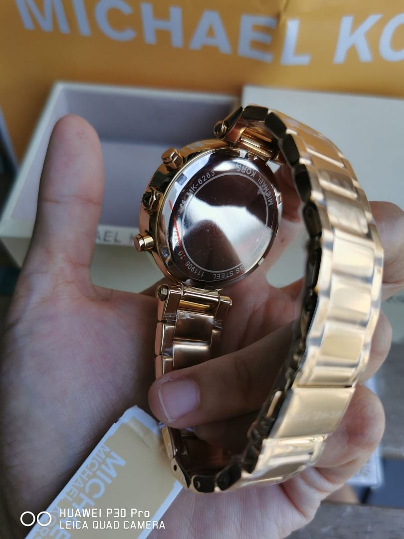 Free Shipping Michael Kors Paker Chronograph Stainless Steel Women s Watch Green Dial Yellowe Gold MK6262 Jam tangan Wanita