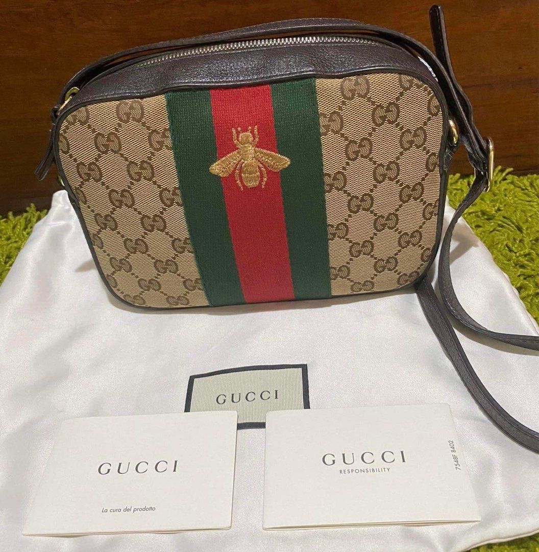 Gucci Canvas Bee Web Camera Bag Monogram - Luxury In Reach
