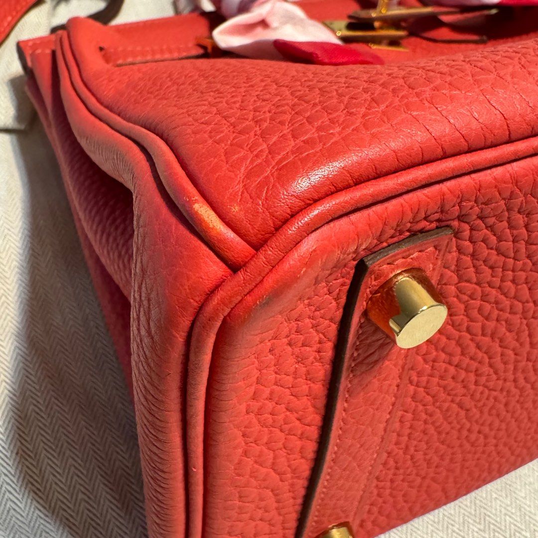 Hermes Birkin 25 Handbag 2R Rouge Pivoine Togo SHW