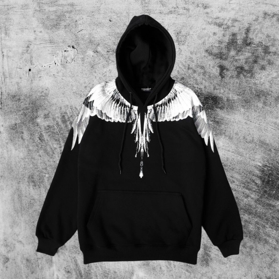 Marcelo Burlon Logo Naga T Shirt Hoodie Marcelo Burlon Wings Hitam